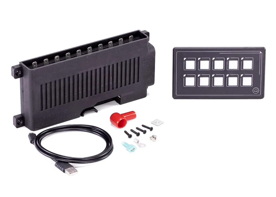 SP21030 – SIERRAMARINE Switch Panel, LED Indicator Built-In Resettable Fuse With Wiring Harness Black 10 Function Pan...